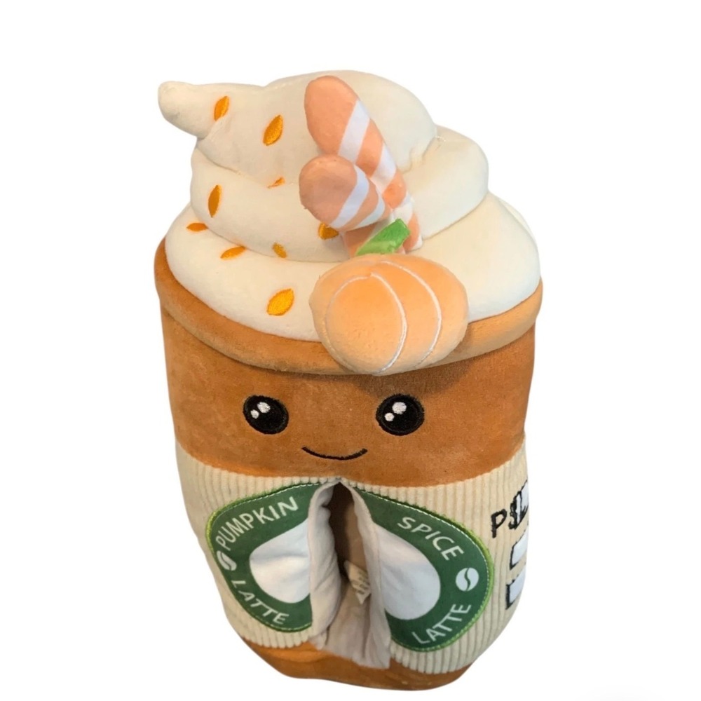 Feetmoji Pumpkin Spice Latte Plush Slippers Womens 9-10 Coffee - Picture 4 of 7